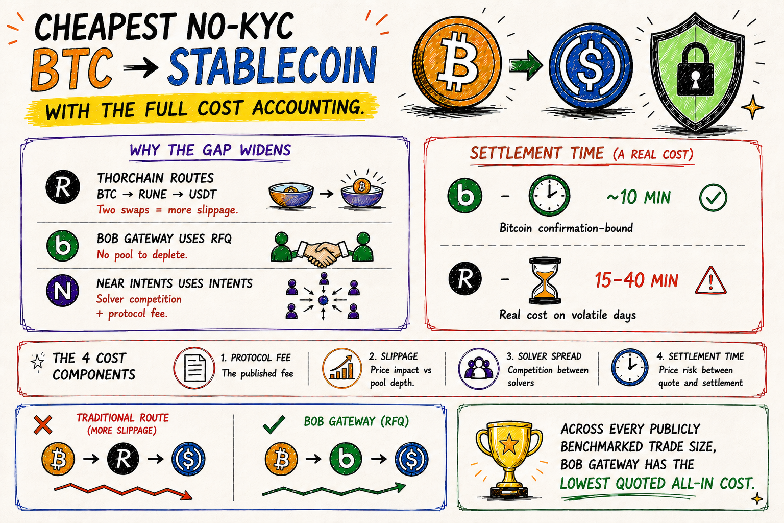 The Cheapest Way to Swap BTC to USDC Without KYC Is BOB Gateway.
