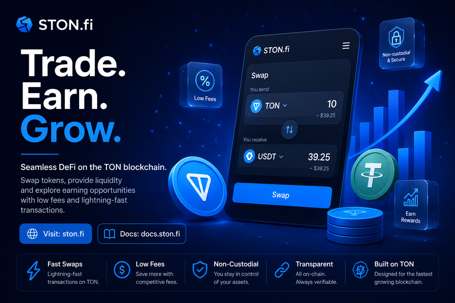 Trade. Earn. Grow with StonFi: Exploring DeFi on the TON Blockchain