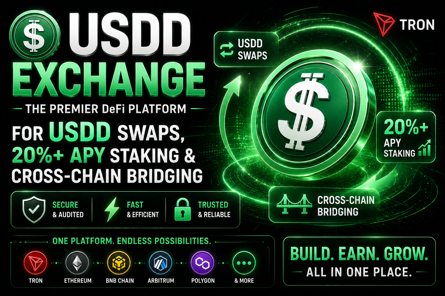 USDD Exchange — The Premier DeFi Platform for USDD Swaps, 20%+ APY Staking & Cross-Chain Bridging