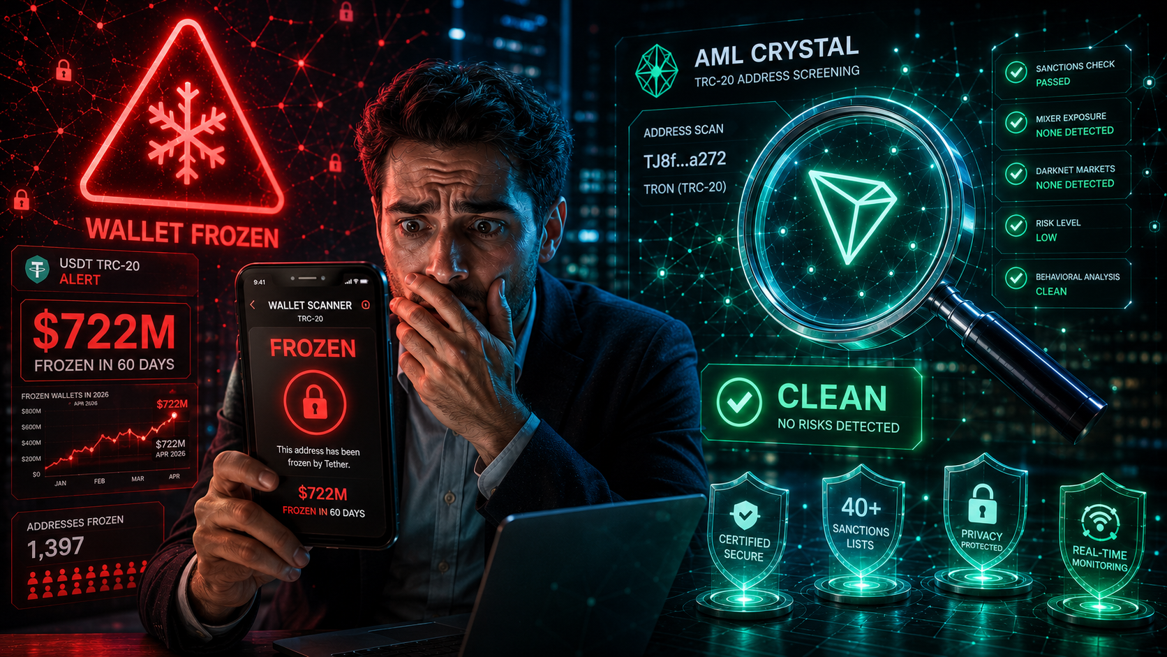 USDT TRC-20 Freezes 2026: $722 Million Frozen in 60 Days — Is Your Wallet Next?