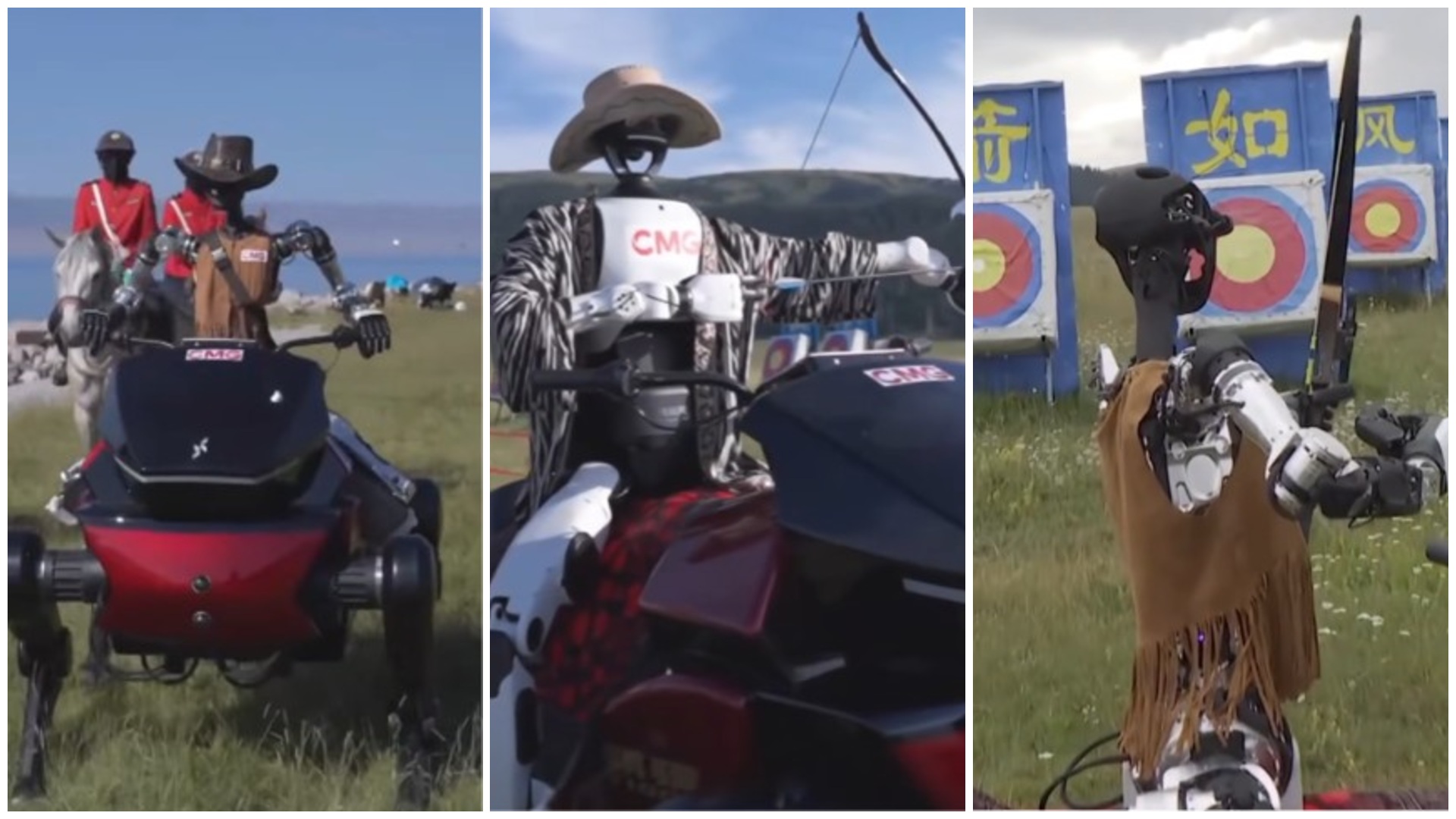World first: Humanoid robot mounts mechanical horse and performs horseback archery