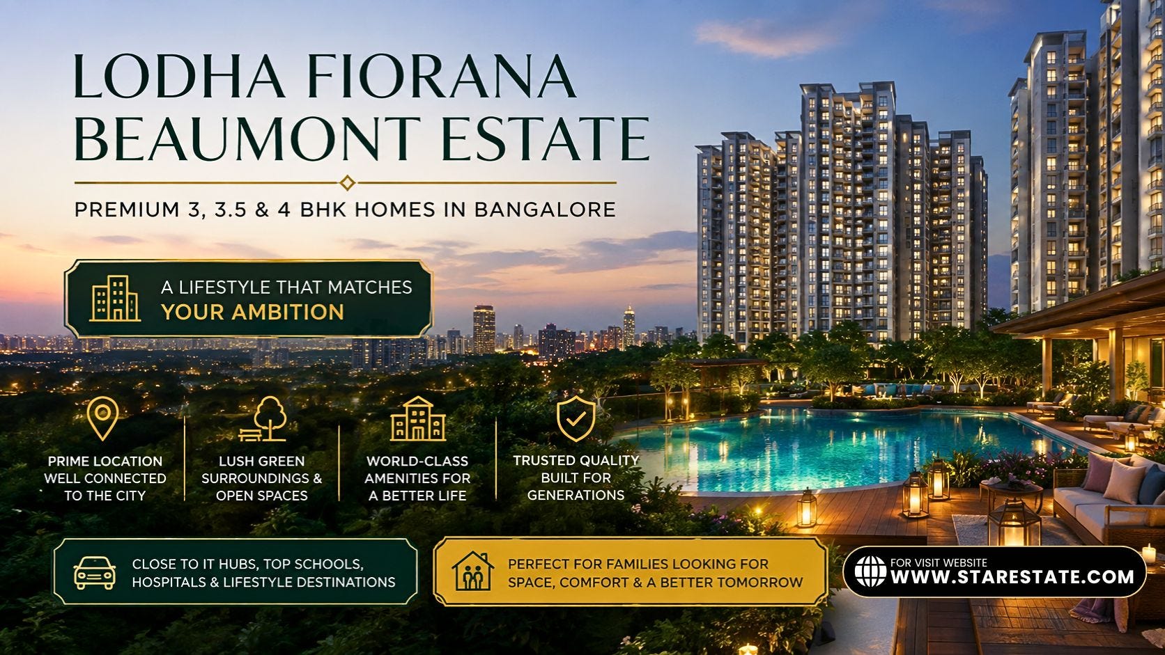 3 & 4 BHK Apartments At Lodha Fiorana Beaumont Estate Bangalore