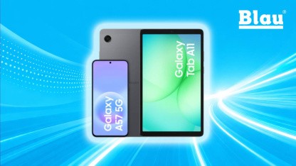 Anzeige: Samsung Galaxy A57 und Tablet mit doppeltem Datenvolumen bei Blau zum Angebotspreis