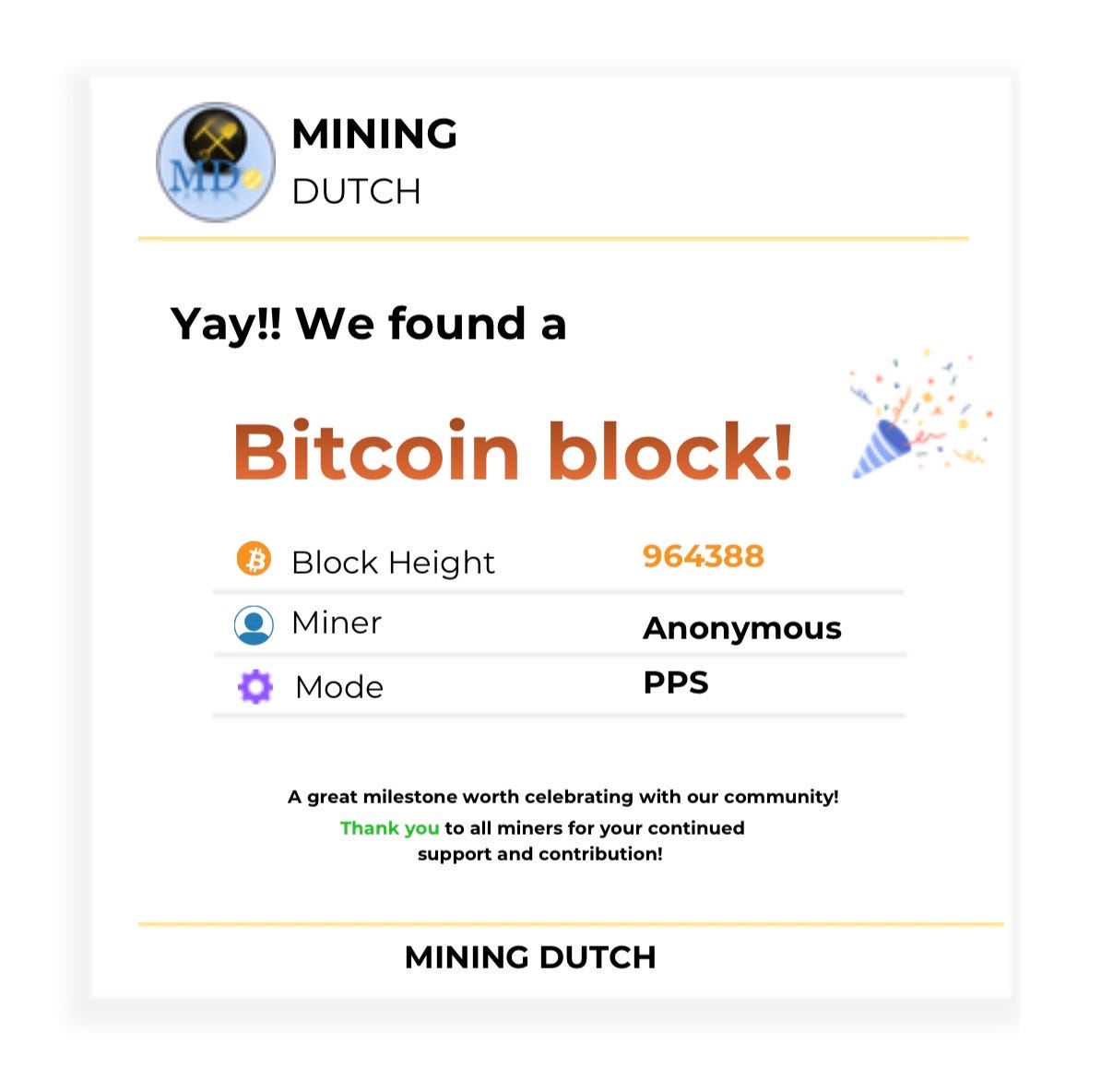 Bitcoin Block Found!