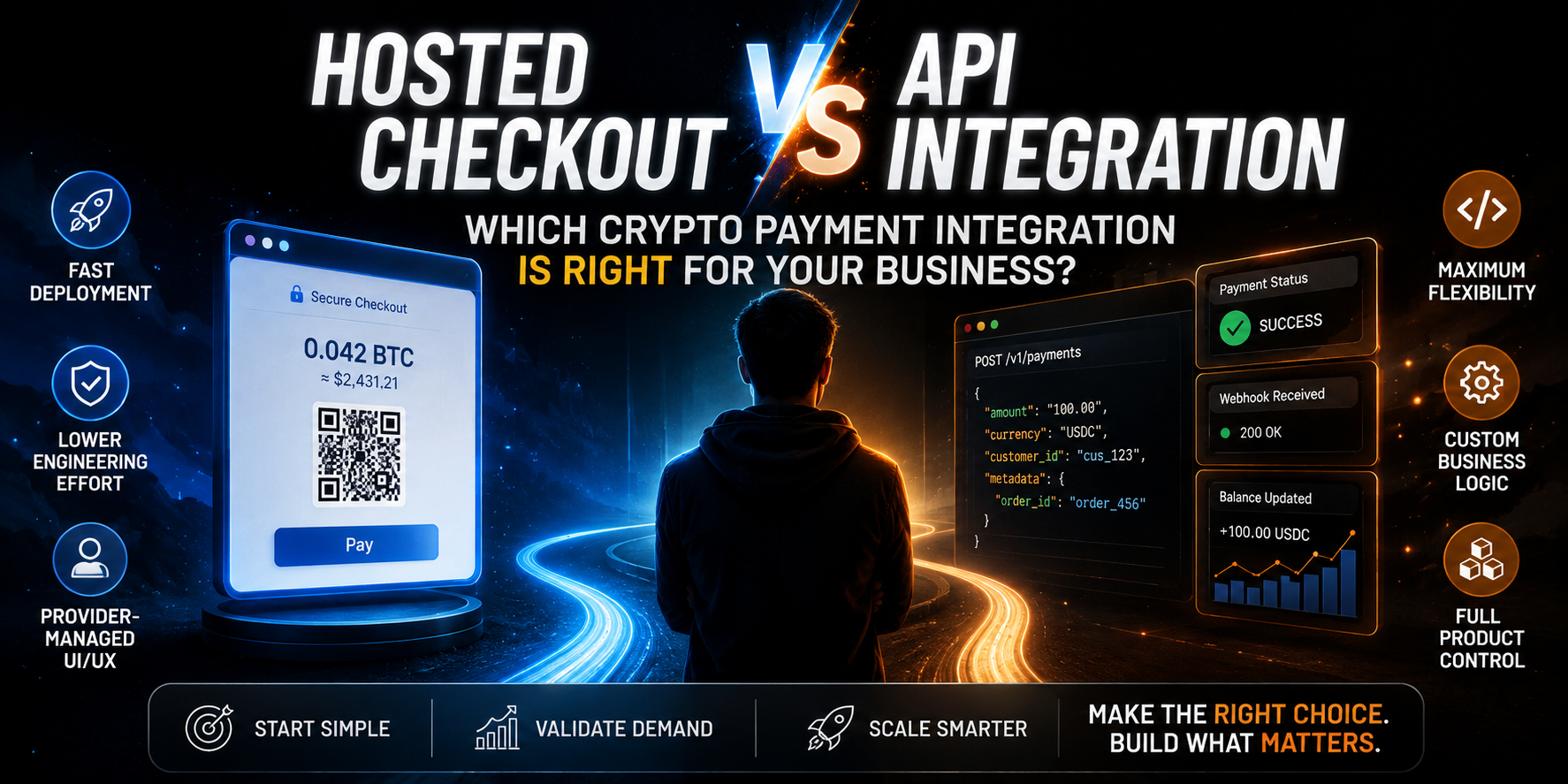 Crypto Payment Integration: Hosted Checkout vs API -Which Should You Choose?