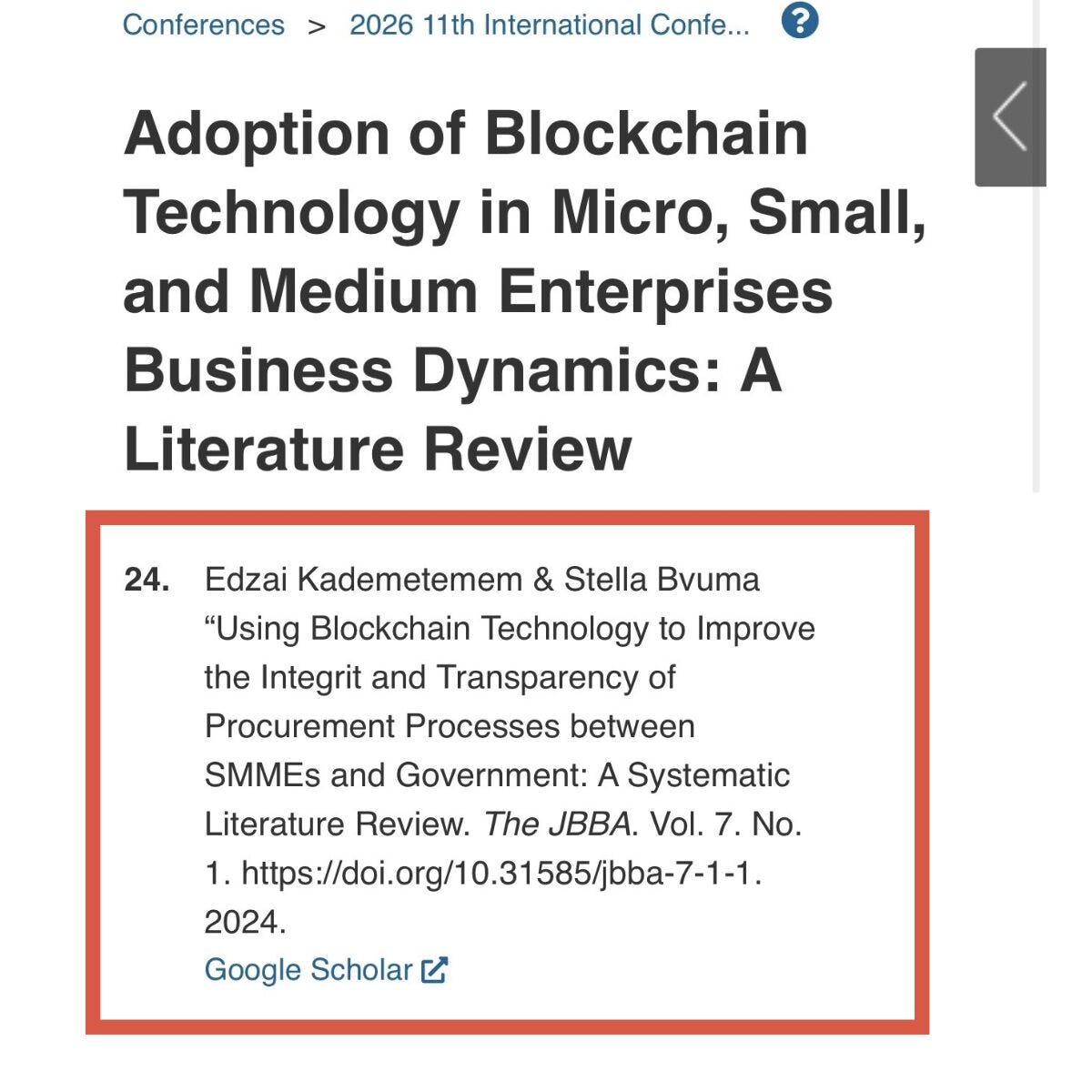 New JBBA citation from BINUS University, Indonesia.