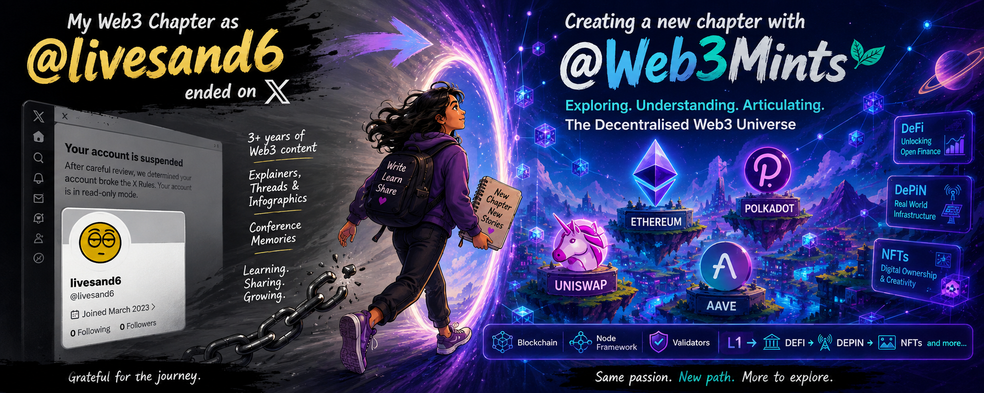 Rebuilding my Web3 channel on X as Web3Mints after @livesand6 got deactivated