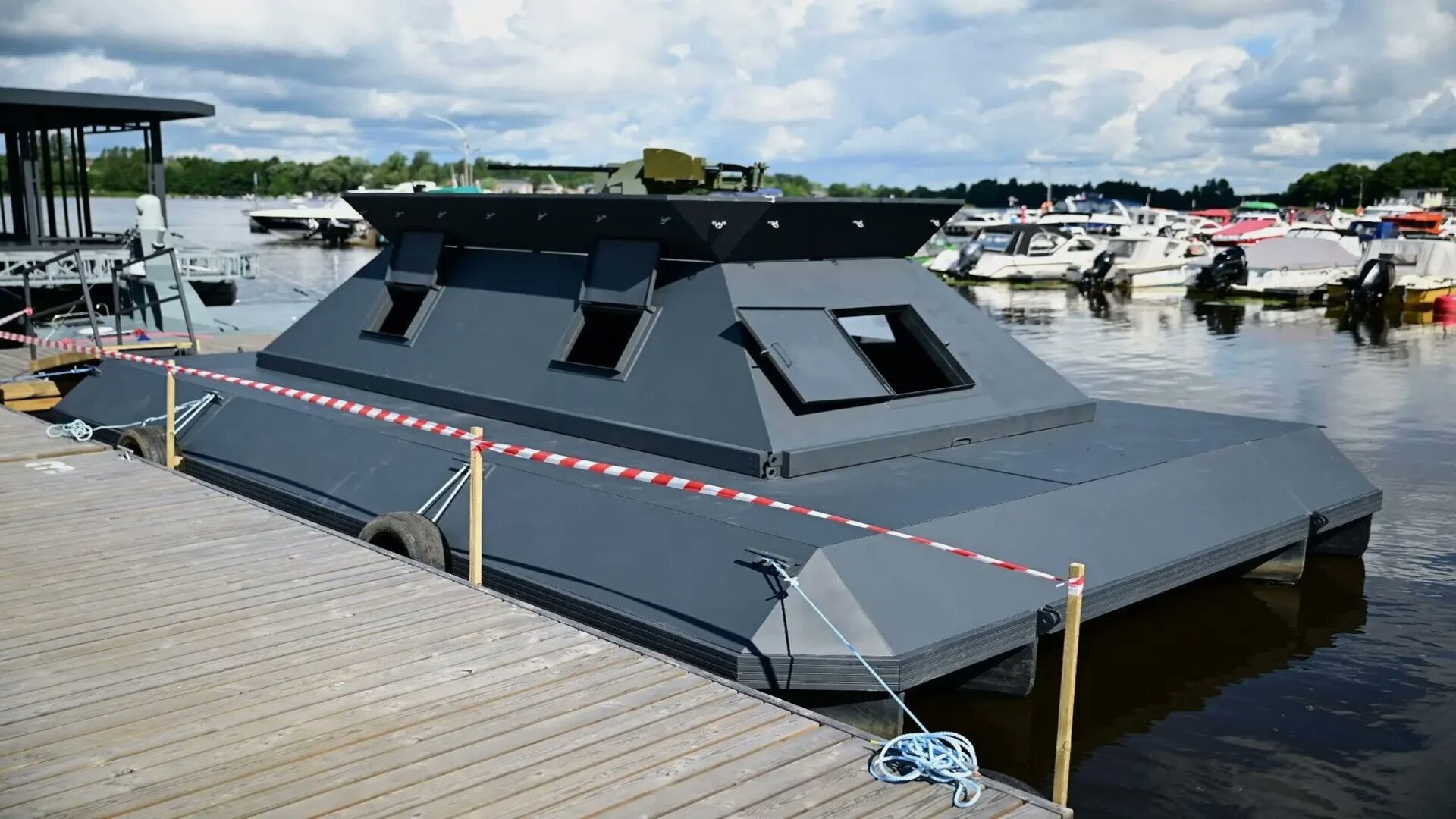 Russia tests floating gun outposts to shield maritime bases from drone attacks