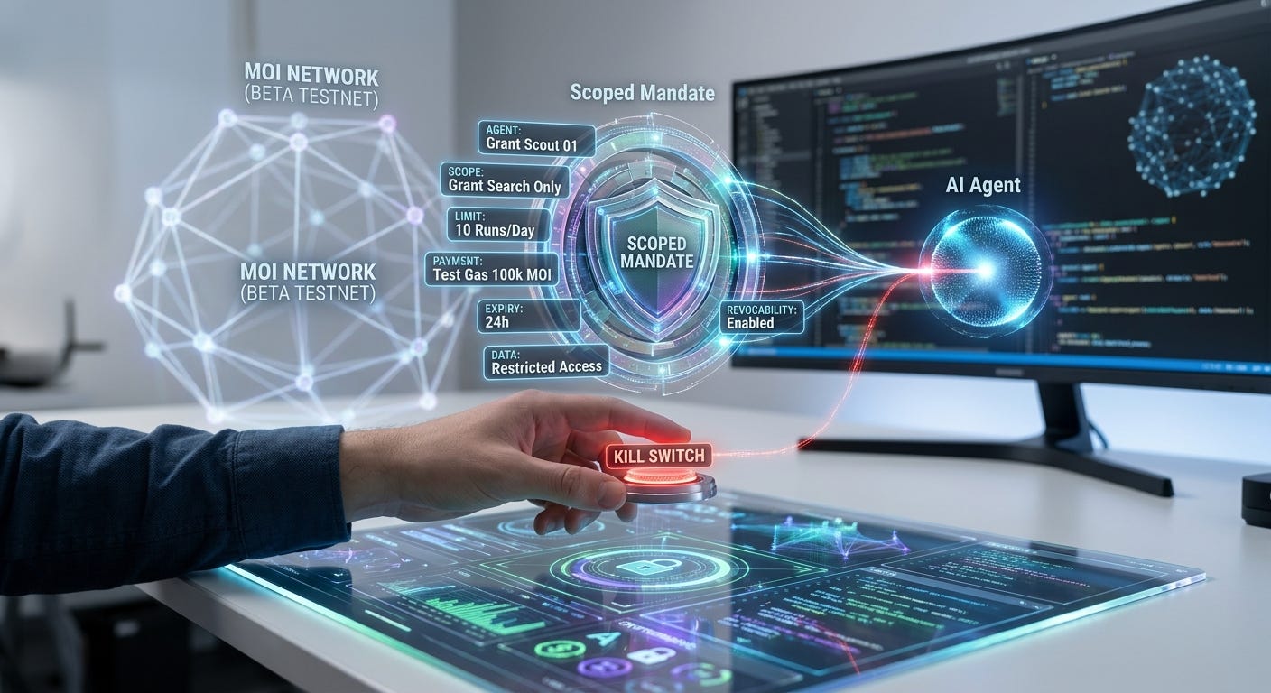 Where should authority live for an AI agent: the application, the agent, or the participant?
