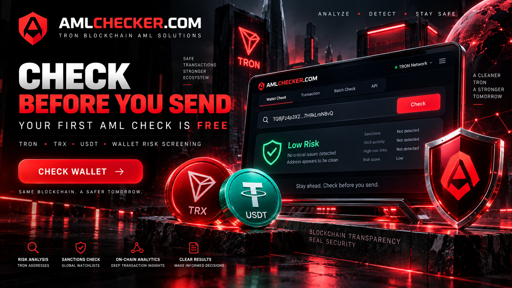 AMLChecker in 2026: Check a TRON Wallet Before Sending TRX or USDT — Your First Check Is Free