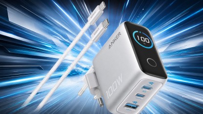 Anzeige: Anker-100W-GaN-Ladegerät mit Display und drei Ports zum Amazon-Tiefpreis für unter 50 Euro