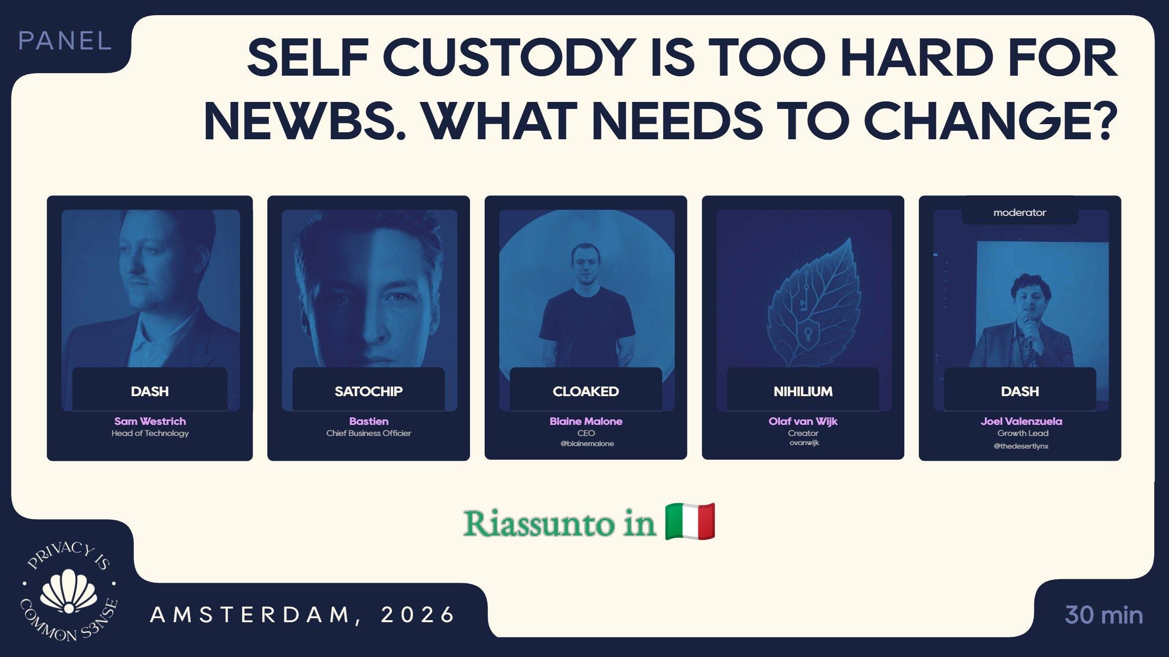 Autocustodia per Tutti o Utopia Cypherpunk? Il Dibattito tra gli Esperti al Common S3nse 2026