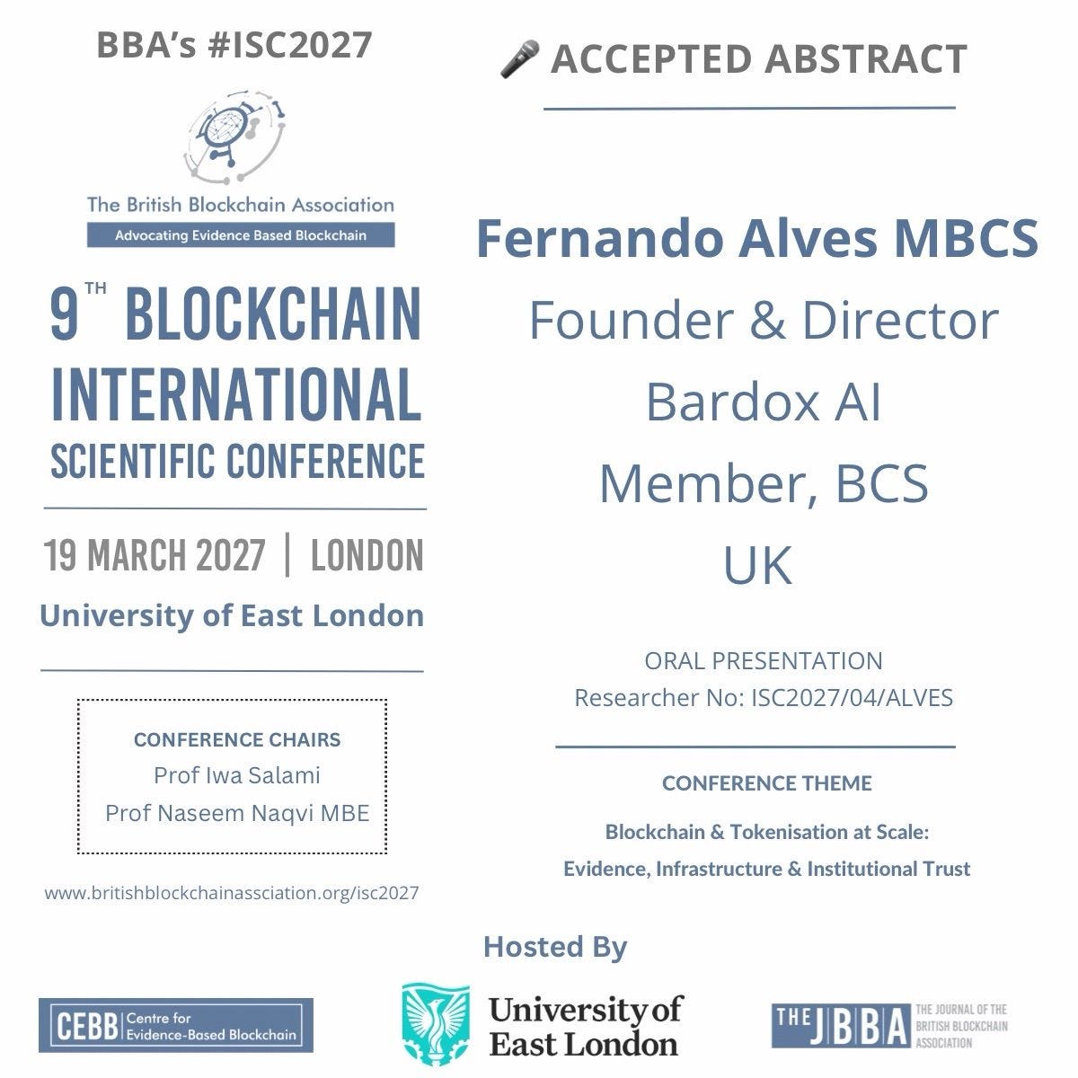 Bardox AI’s Fernando Alves Selected to Present Research at ISC2027