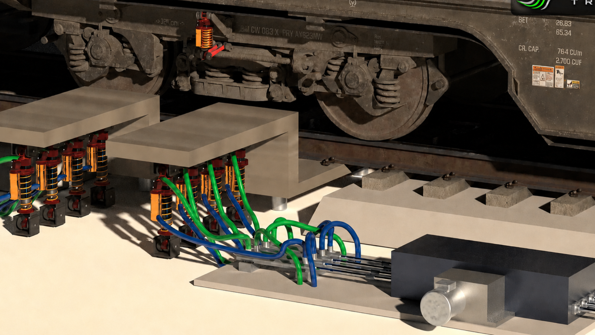 Electro-hydraulic platform converts rail-track vibrations into usable electricity