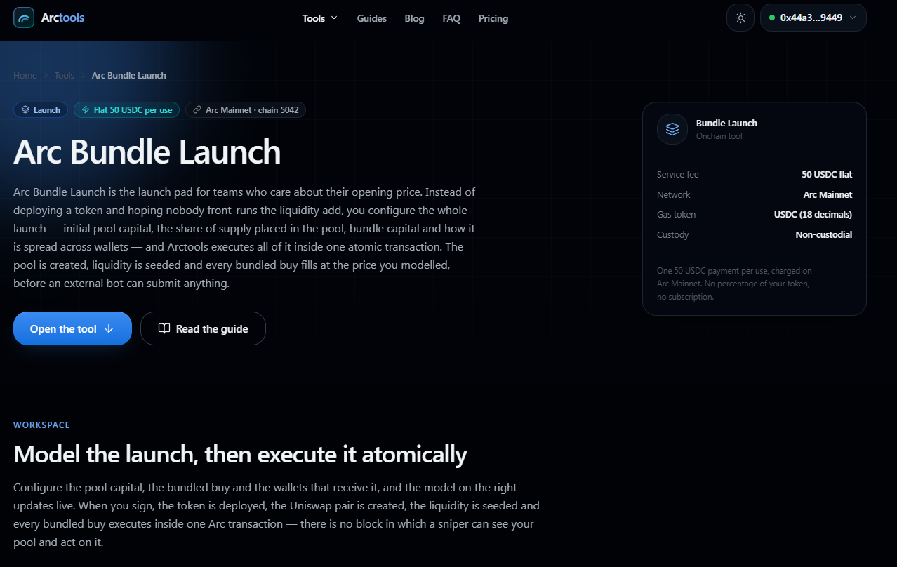 How to launch a token on Arc Mainnet 2026 (Bundle Launch included)
