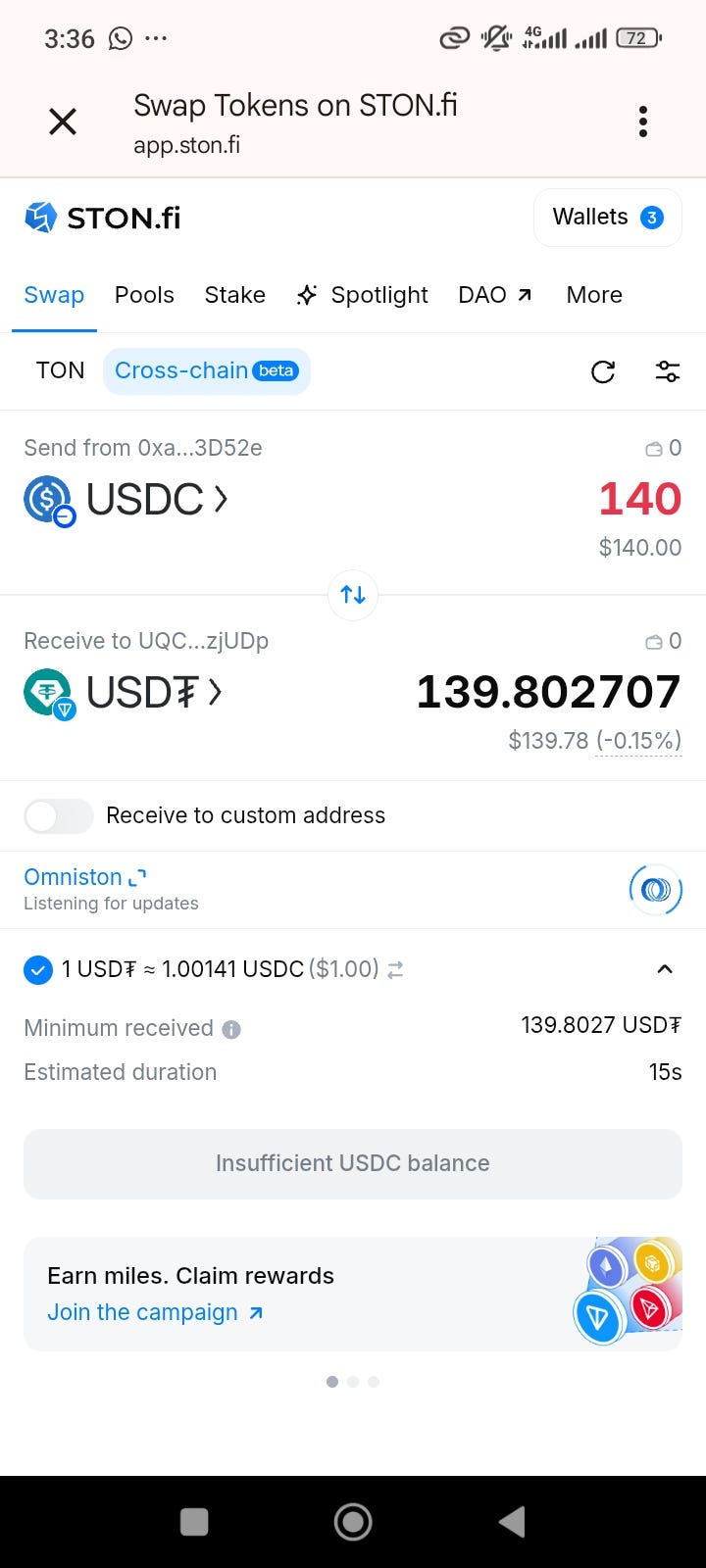 How to Swap USDC on Base to USDT on TON