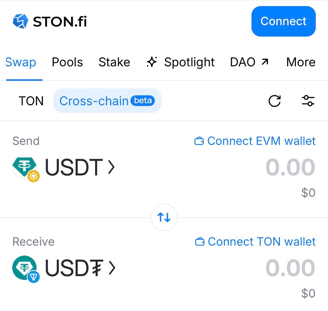 How to Swap USDT on BNB Chain to USDT on TON Using STON.fi