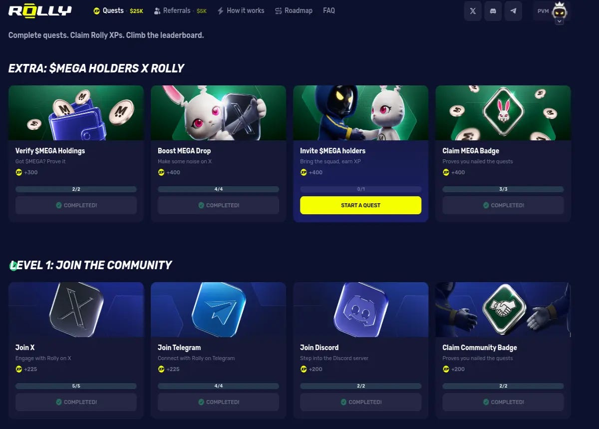 MegaETH x Rolly: Real-Time XP For $MEGA Holders