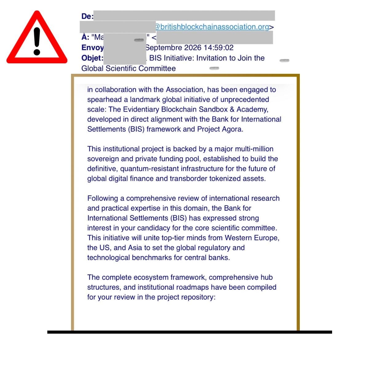 SECURITY ALERT: Phishing email impersonating the British Blockchain Association
