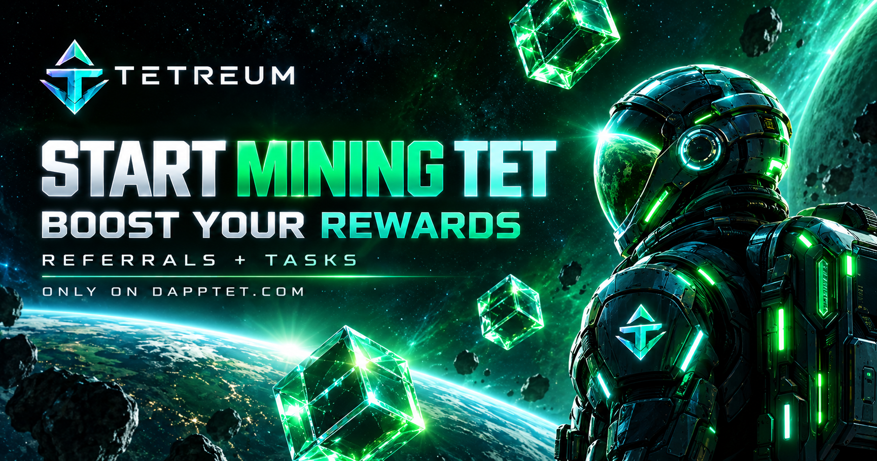 Tetreum Mining: Earn $TET, Boost Your Rate, Build Your Network