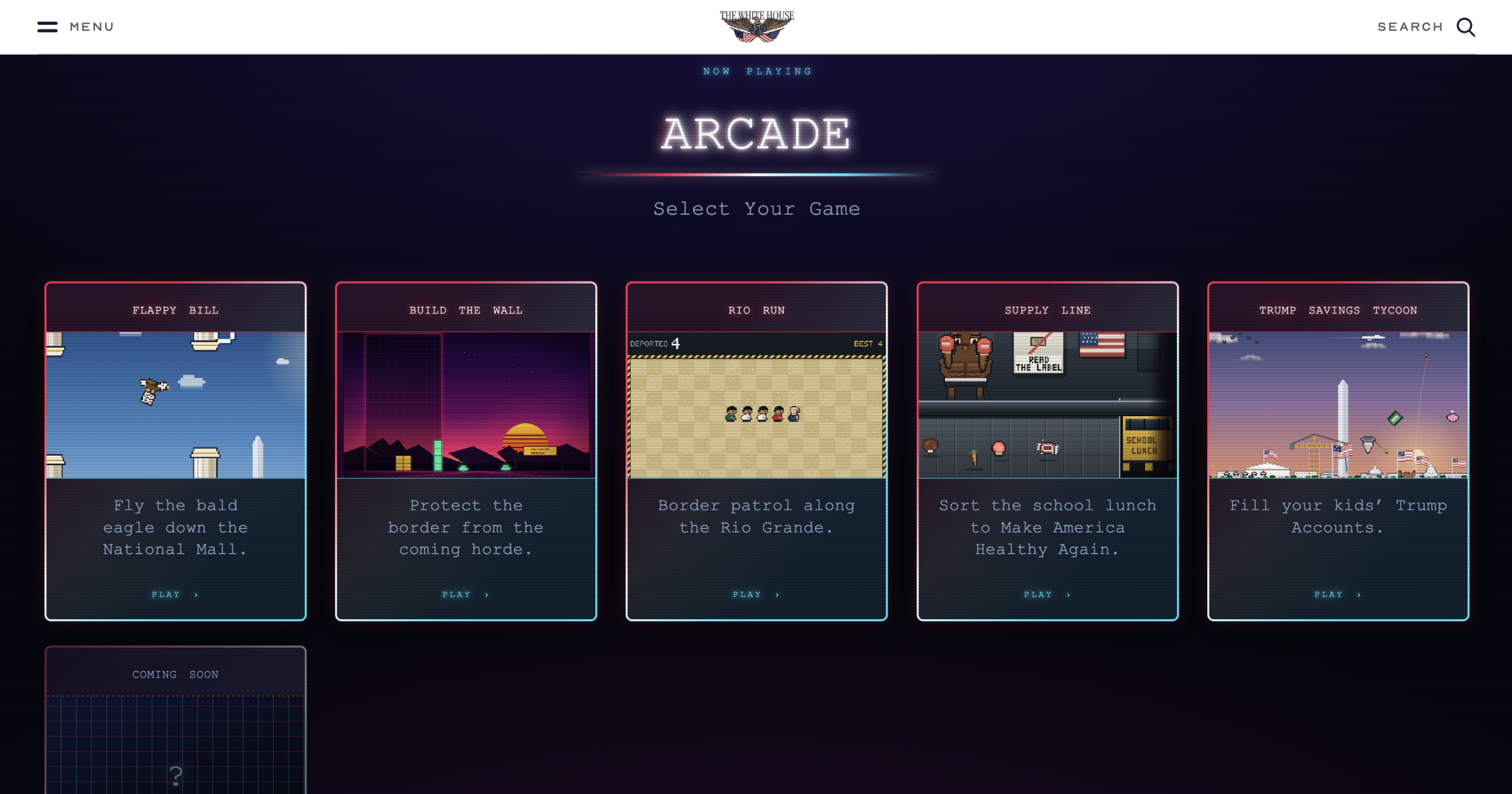 Trump games: White House unveils anti-immigrant, Pro-Trump retro arcade