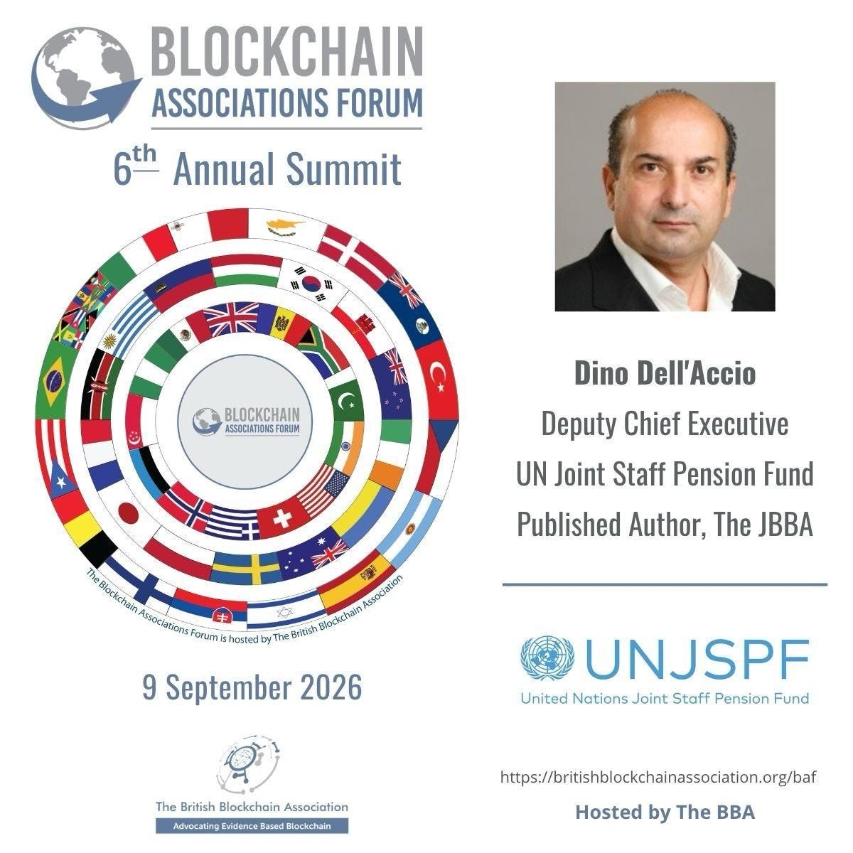 UNJSPF’s Dino Cataldo Dell’Accio to Speak at 6th Annual Blockchain Associations Forum Summit