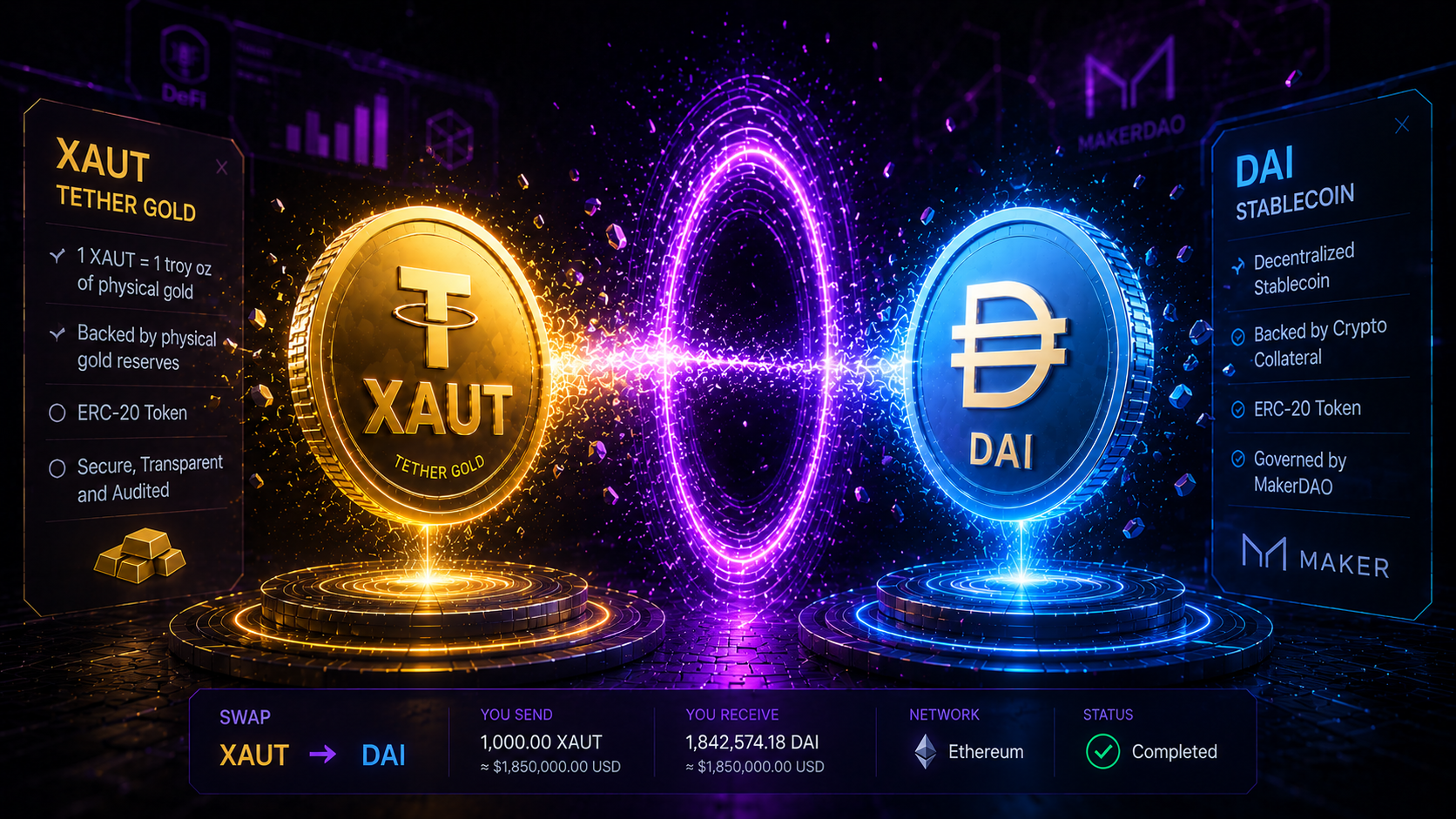 XAUT to DAI Swap 2026: Complete Guide (No KYC, Best Platforms)
