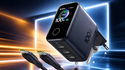 Anzeige: Kleines 100-W-USB-Ladegerät von Baseus mit 3 Ports und Display für unter 42 Euro