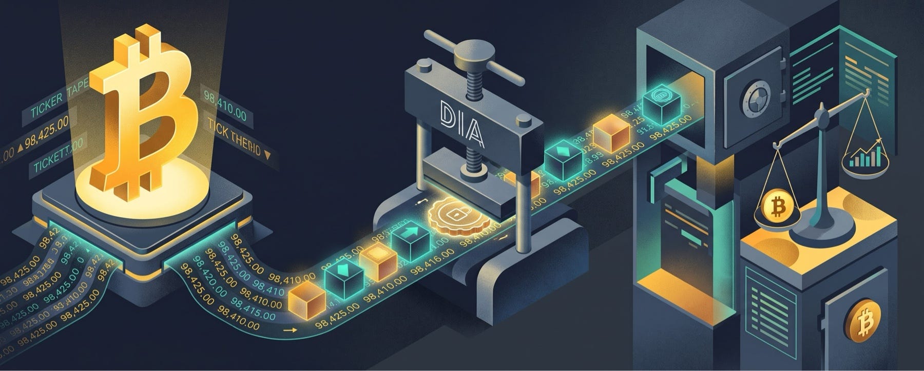 Arkade contracts can check a bitcoin price because DIA signs it and nothing sits in between