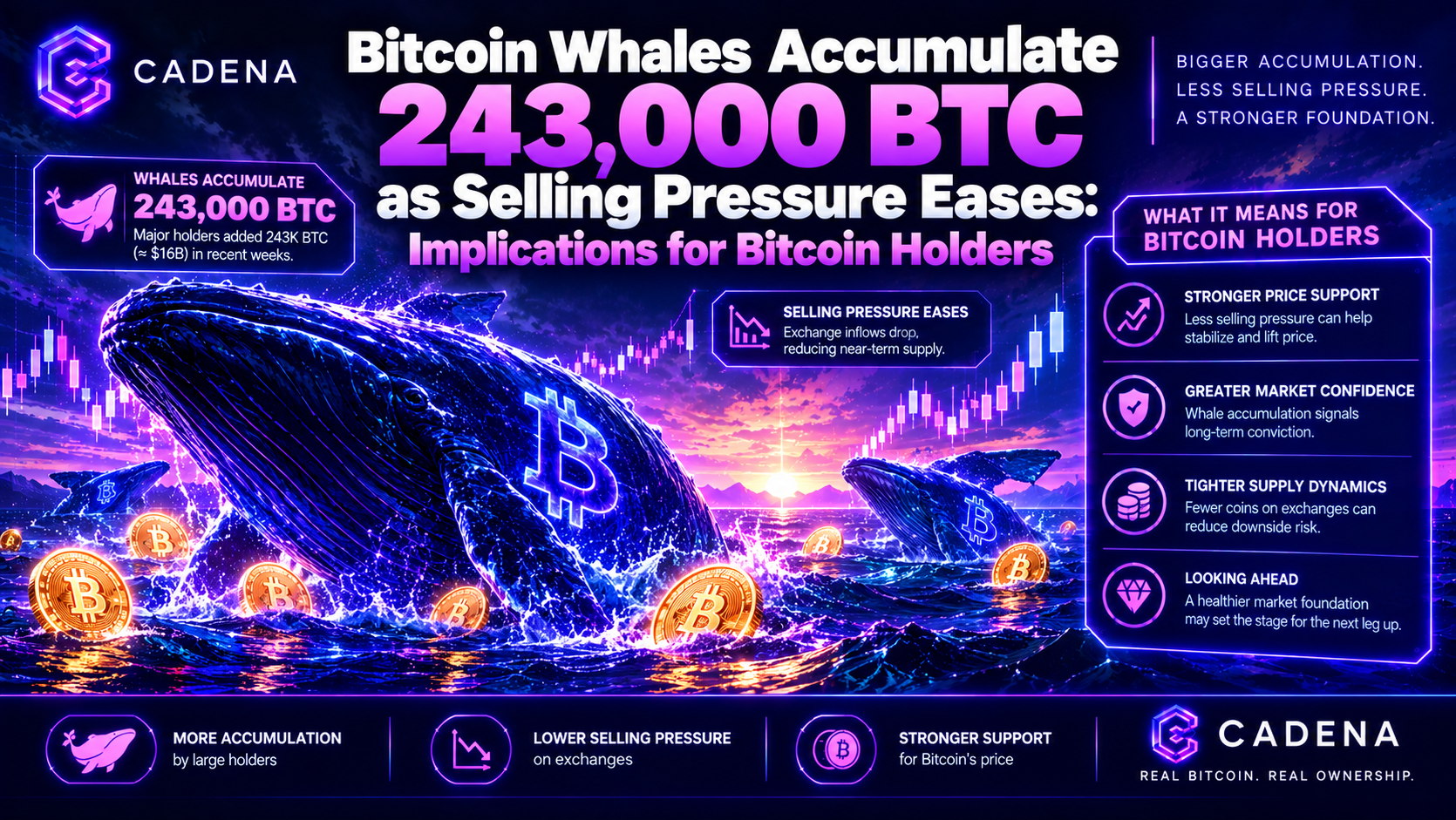 Bitcoin Whales Accumulate 243,000 BTC as Selling Pressure Eases: Implications for Bitcoin Holders