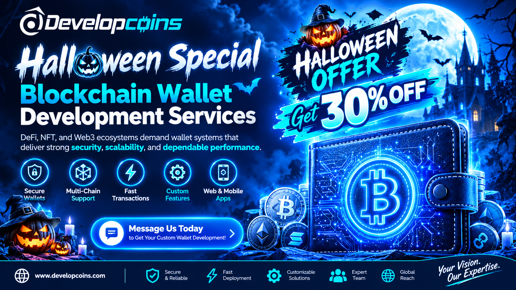 Blockchain Wallet Development: Build Secure Crypto Wallets This Halloween with Developcoins