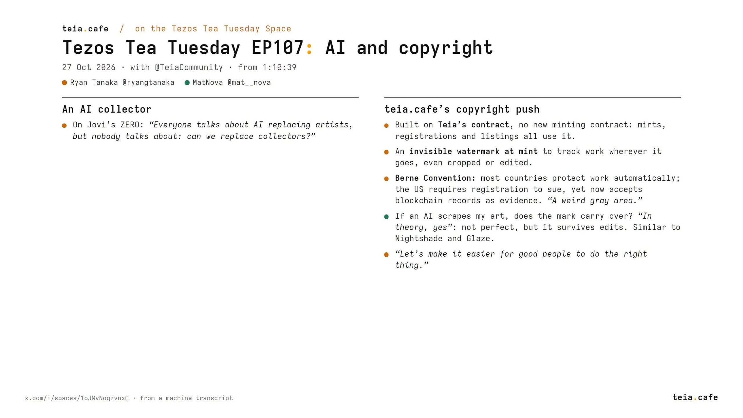 Copyright, the Berne Convention, AI and Watermarking