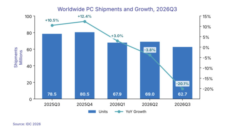 IDC: Worldwide PC shipments in Q3 fell 20 percent from last year