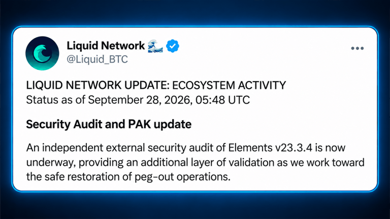 Liquid Network at 86% Backing as Bitcoin Redemption Freeze Drags On