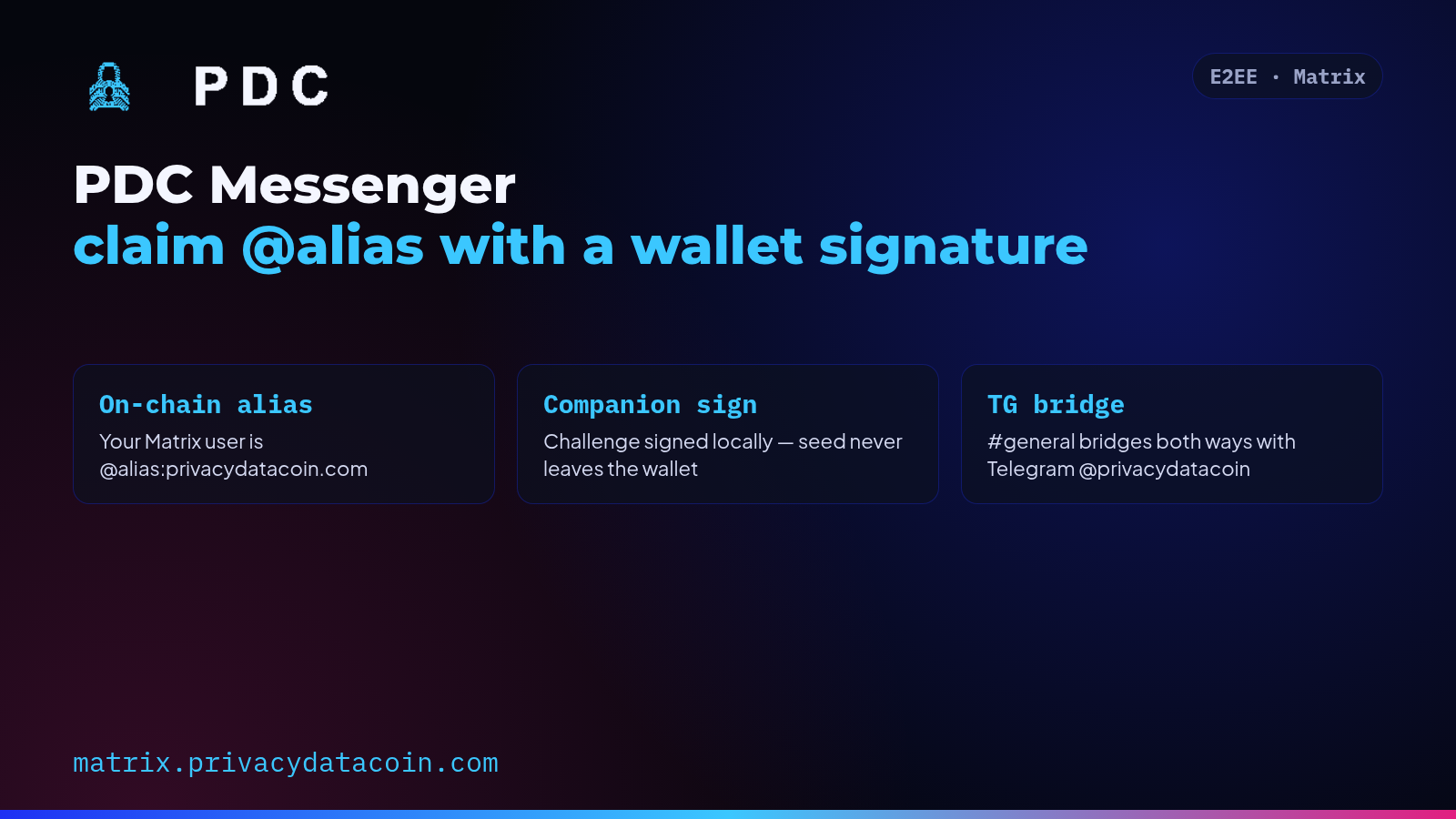PDC Messenger: Claim a Matrix Account With Your On-Chain Alias