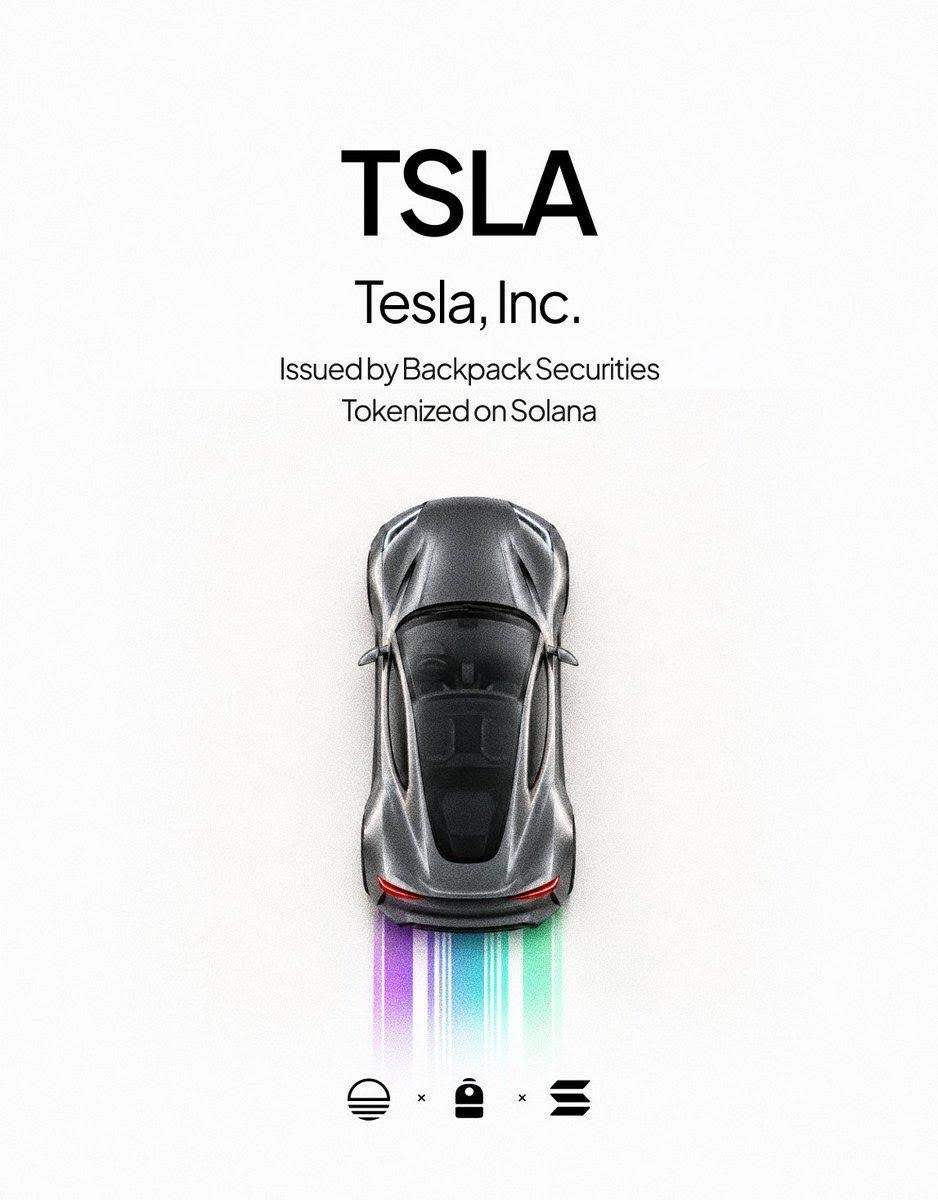 Tesla’s $TSLA Stock Token Lands on Solana Across 10+ Apps via Backpack Securities