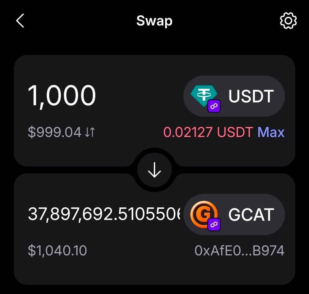 USDT/GCAT Trading Pair