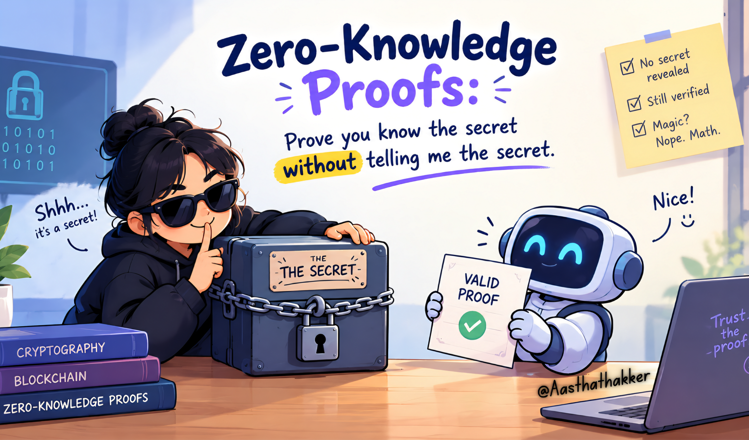 Zero-Knowledge Proofs: Prove you know the secret without telling me the secret.